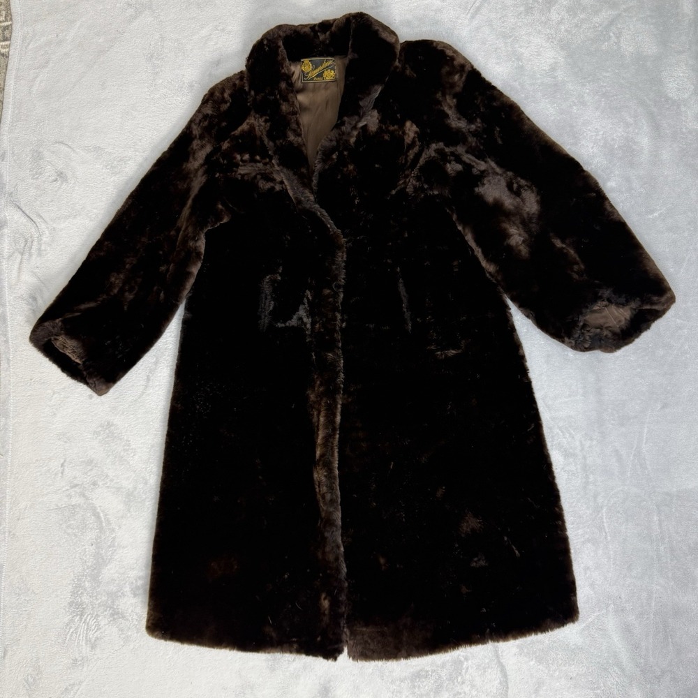Vintage La Samaritaine Paris Brown M Fur Coat Long Full Length Lined France